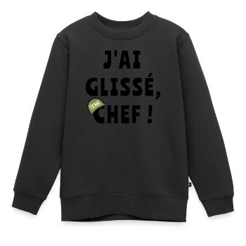 J’ai glissé chef - Sweat Premium enfant bio - noir - Devant - AI Model Kid Female (0cm)
