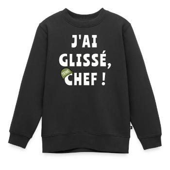 J’ai glissé chef - Sweat Premium enfant bio - noir - Devant - AI Model Kid Female (0cm)