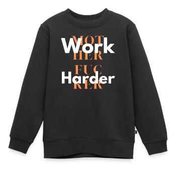 work harder 1 - Sweat Premium enfant bio - noir - Devant - AI Model Kid Female (0cm)