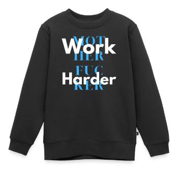 work harder 2 - Sweat Premium enfant bio - noir - Devant - AI Model Kid Female (0cm)