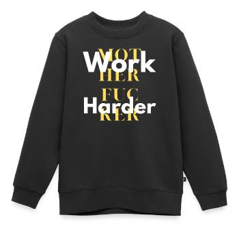 work harder - Sweat Premium enfant bio - noir - Devant - AI Model Kid Female (0cm)
