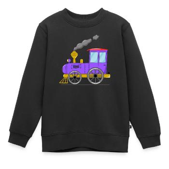 Train pour enfants chemin de fer violet - Sweat Premium enfant bio - noir - Devant - AI Model Kid Female (0cm)