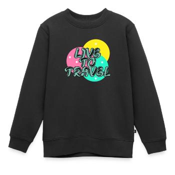 Vivre pour voyager - Sweat Premium enfant bio - noir - Devant - AI Model Kid Female (0cm)
