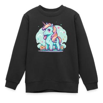 Einhorn - Kinder Premium Organic Sweatshirt - Schwarz - Vorne - AI Model Kid Female (0cm)