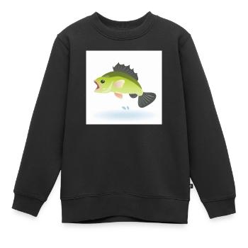 Barsch springt aus dem Wasser - Kinder Premium Organic Sweatshirt - Schwarz - Vorne - AI Model Kid Female (0cm)