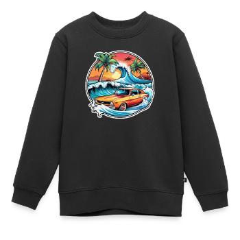 Surfen Strand Palme Sonnenschein Urlaub - Kinder Premium Organic Sweatshirt - Schwarz - Vorne - AI Model Kid Female (0cm)