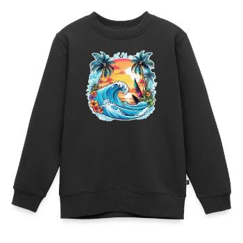 Surfen Strand Palme Sonnenschein Urlaub - Kinder Premium Organic Sweatshirt - Schwarz - Vorne - AI Model Kid Female (0cm)