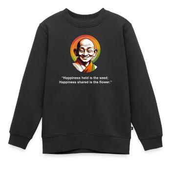 Geteiltes Glück ist die Blume | Zen-Zitat - Kinder Premium Organic Sweatshirt - Schwarz - Vorne - AI Model Kid Female (0cm)