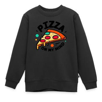 Pizza in meinem Kopf - Kinder Premium Organic Sweatshirt - Schwarz - Vorne - AI Model Kid Female (0cm)