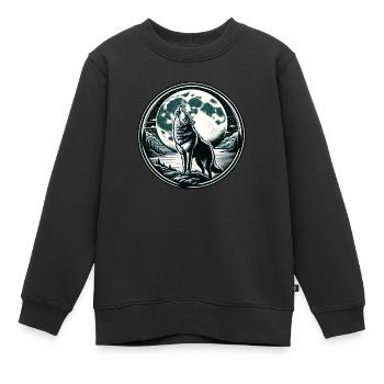 Wolf Mond Werwolf Heulen - Kinder Premium Organic Sweatshirt - Schwarz - Vorne - AI Model Kid Female (0cm)