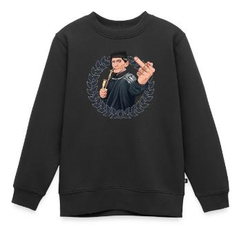 Rieser Grantler // Illustration - Kinder Premium Organic Sweatshirt - Schwarz - Vorne - AI Model Kid Female (0cm)