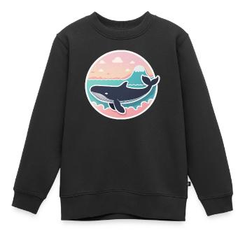 Baleine symbole faune - Sweat Premium enfant bio - noir - Devant - AI Model Kid Female (0cm)