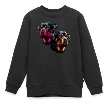 Rottweiler, chiens, tête de chien, chien de garde, chien de pedigree, - Sweat Premium enfant bio - noir - Devant - AI Model Kid Female (0cm)