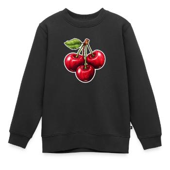 Kirschen Drilling - Kinder Premium Organic Sweatshirt - Schwarz - Vorne - AI Model Kid Female (0cm)