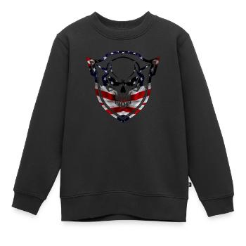Armée, Guerre, Militaire, Uniforme, Force, Soldat Camouflage - Sweat Premium enfant bio - noir - Devant - AI Model Kid Female (0cm)