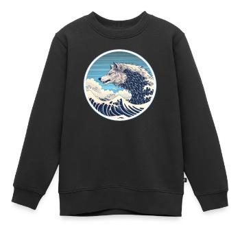 Seebär, der auf der Welle reitet - Kinder Premium Organic Sweatshirt - Schwarz - Vorne - AI Model Kid Female (0cm)