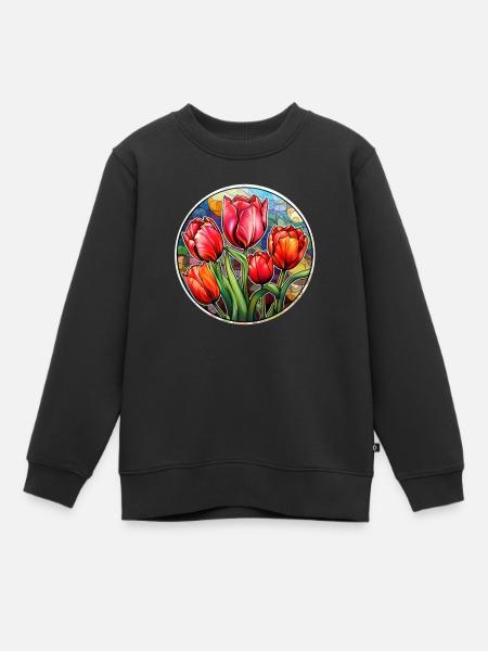 Champ de tulipes - Sweat Premium enfant bio - noir