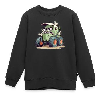 Kanzy le tracteur énervé - Sweat Premium enfant bio - noir - Devant - AI Model Kid Female (0cm)