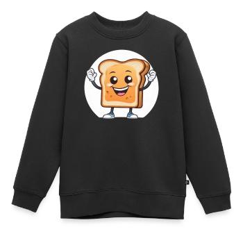Glücklicher Toast - Kinder Premium Organic Sweatshirt - Schwarz - Vorne - AI Model Kid Female (0cm)