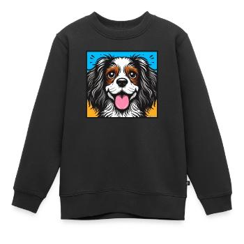 King Charles Cavalier Pop art - Kids Premium Organic Sweatshirt - black - Front - AI Model Kid Female (0cm)