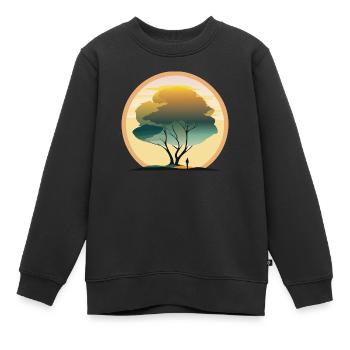Morgenglanz: Baum des Erwachens - Kinder Premium Organic Sweatshirt - Schwarz - Vorne - AI Model Kid Female (0cm)
