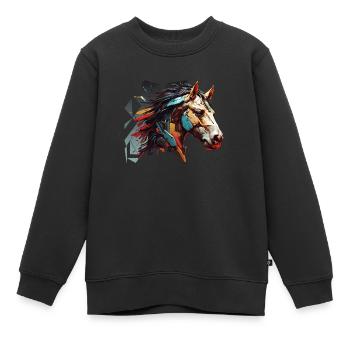 pferd abstrakt - Kinder Premium Organic Sweatshirt - Schwarz - Vorne - AI Model Kid Female (0cm)