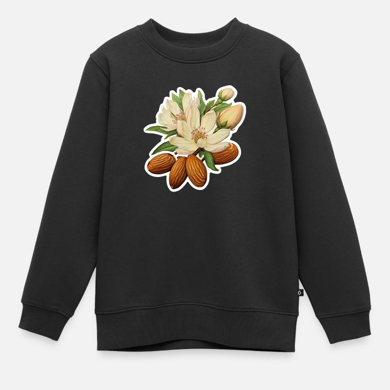 Amandes et fleurs d’amandier - Sweat Premium enfant bio - noir