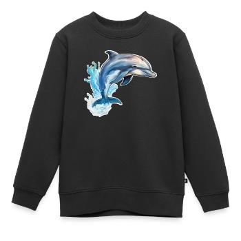 Delfin springend - Kinder Premium Organic Sweatshirt - Schwarz - Vorne - AI Model Kid Female (0cm)