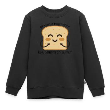 Glutenunverträglichkeit lustiges Zitat Toast Allergie - Kinder Premium Organic Sweatshirt - Schwarz - Vorne - AI Model Kid Female (0cm)