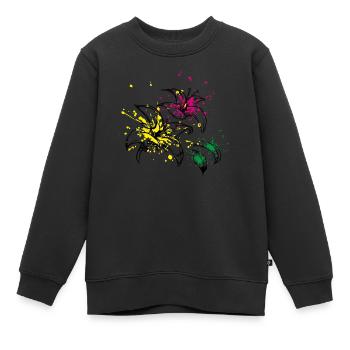 blüten splash - Kinder Premium Organic Sweatshirt - Schwarz - Vorne - AI Model Kid Female (0cm)