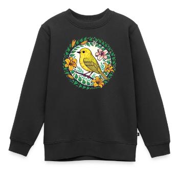 Pinson jaune - Sweat Premium enfant bio - noir - Devant - AI Model Kid Female (0cm)