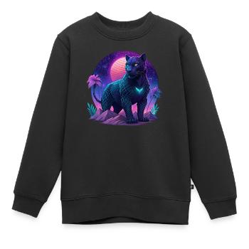 Panter noir - Sweat Premium enfant bio - noir - Devant - AI Model Kid Female (0cm)