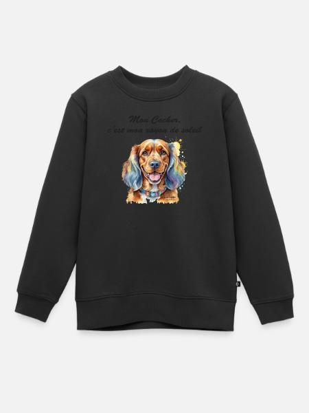 Cocker rayon de soleil - Sweat Premium enfant bio - noir