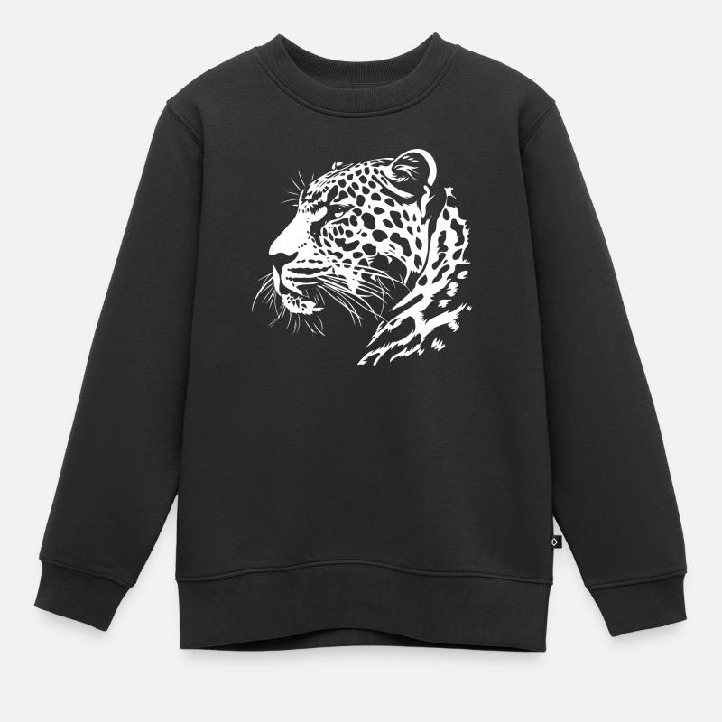 Leopard - Kinder Premium Organic Sweatshirt - Schwarz