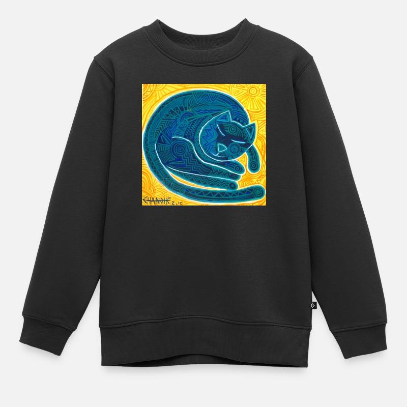 chat bleu 2 - Sweat Premium enfant bio - noir