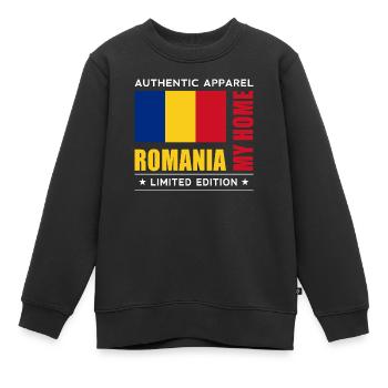 Roumanie - Sweat Premium enfant bio - noir - Devant - AI Model Kid Female (0cm)