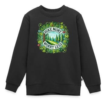 Mehr wandern, sich weniger Sorgen machen - Kinder Premium Organic Sweatshirt - Schwarz - Vorne - AI Model Kid Female (0cm)