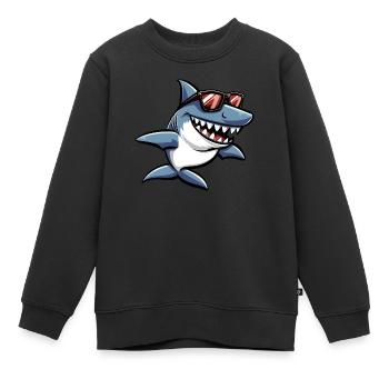 Hai Fisch Sonnenbrille Lustig - Kinder Premium Organic Sweatshirt - Schwarz - Vorne - AI Model Kid Female (0cm)