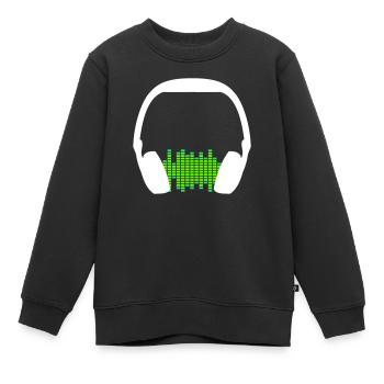 Casque Techno Music Party Equalizer Waves Logo - Sweat Premium enfant bio - noir - Devant - AI Model Kid Female (0cm)