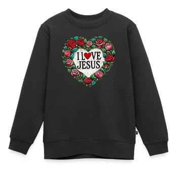 J’aime Jésus-Christ - Sweat Premium enfant bio - noir - Devant - AI Model Kid Female (0cm)