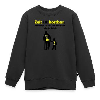 Time is precious - Kids Premium Organic Sweatshirt - black - Front - AI Model Kid Female (0cm)