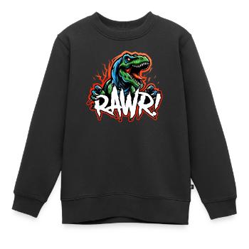 T Rex Roar - Kids Premium Organic Sweatshirt - black - Front - AI Model Kid Female (0cm)