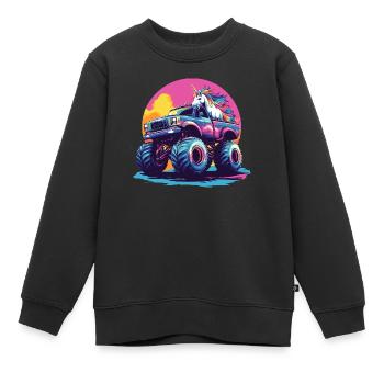 Monster Truck und Einhorn - Kinder Premium Organic Sweatshirt - Schwarz - Vorne - AI Model Kid Female (0cm)
