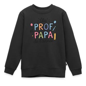 Elu prof et papa de l'année - Sweat Premium enfant bio - noir - Devant - AI Model Kid Female (0cm)