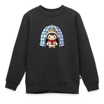 iglu eskimo mädchen - Kinder Premium Organic Sweatshirt - Schwarz - Vorne - AI Model Kid Female (0cm)