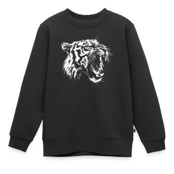 Roaring Tiger Head - Kids Premium Organic Sweatshirt - black - Front - AI Model Kid Female (0cm)