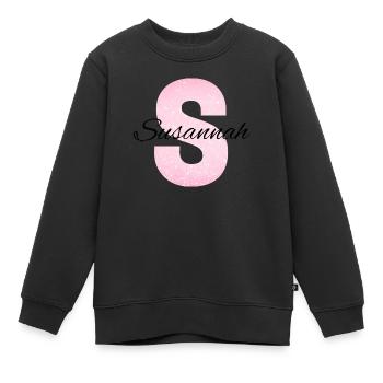 Personalised Name Teddy Bear - Kids Premium Organic Sweatshirt - black - Front - AI Model Kid Female (0cm)