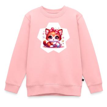 Kawaï Chaton joueur - Sweat Premium enfant bio - rose - Devant - AI Model Kid Female (0cm)