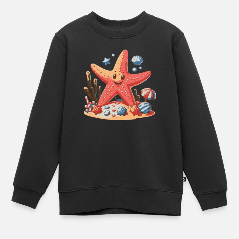 Seestern - Kinder Premium Organic Sweatshirt - Schwarz