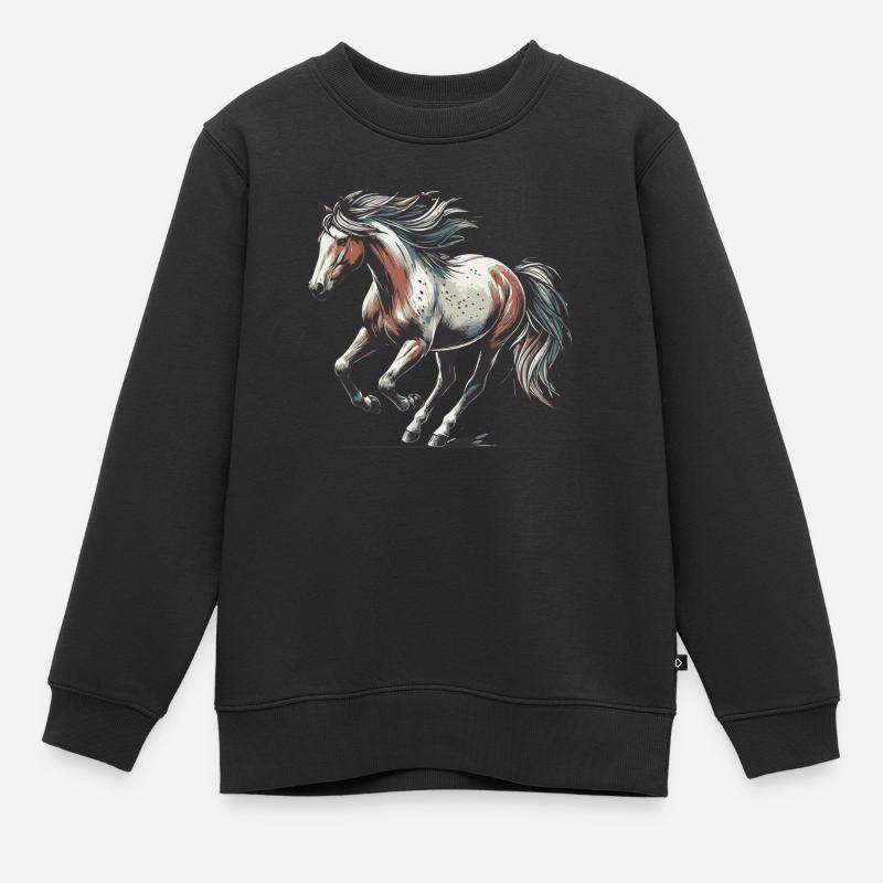 Cheval - Sweat Premium enfant bio - noir